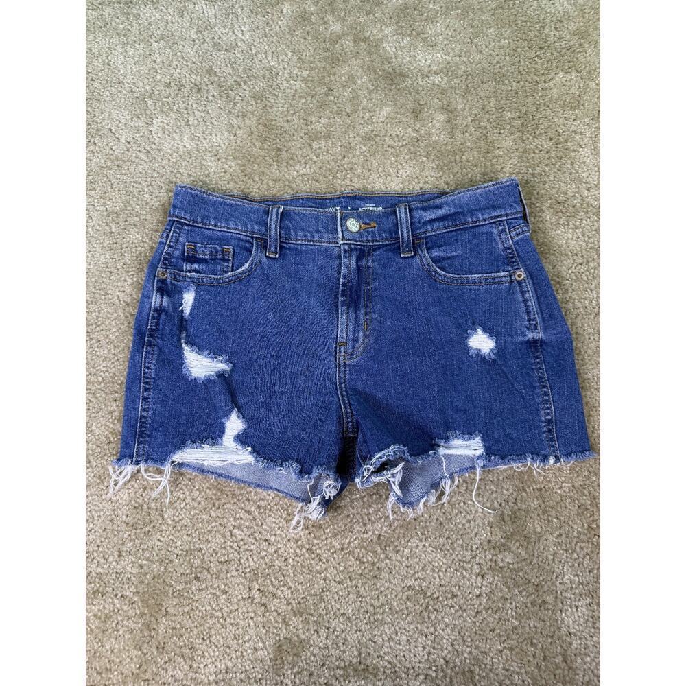 Old Navy Boyfriend Jean Shorts Womens Size 2 Blue Stretch Mid Rise C297
